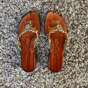 Gold floral sandals with gorgeous detail